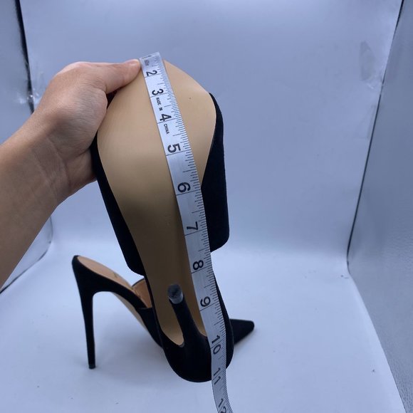 FSJ Black Suede High Heels Sandals Open Toe Mules Sexy Slide Shoes - Picture 10 of 11